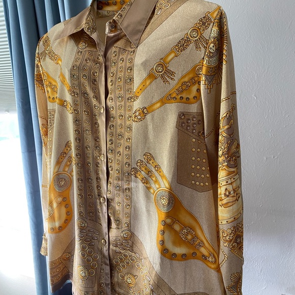Vintage Gold Link & Buckle Button Down Top Size L/XL by Peniel - Picture 5 of 9